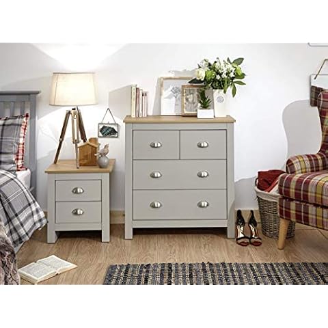 Lancaster Grey or Cream Bedroom Sets 3 or 4 Piece - Wardrobe Chest Bedside Desk Cover