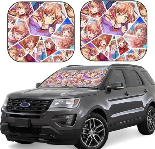 バンドリ ガルパ Roselia ロゼリア (2) 車用サンシェード サンバイザー 日よけ 紫外線対策 カーサンシェード 四季兼用 車用品 折畳み 便利 遮光 断熱 吸盤4個付