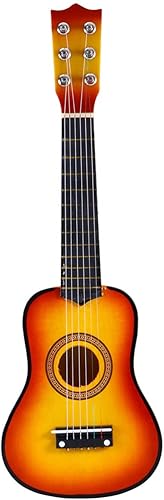 STOBOK Guitarra acústica de 21 pulgadas, 6 cuerdas, estilo vintage, guitarra clásica folclórica de madera, instrumentos musicales para niños,