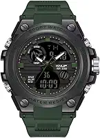 Relógio de Pulso Digital e Analógico Tático Estilo Militar Esportivo Sport Shock Tatico Prova D'água Com LED I Relógio Resistente Tático para Homens Esportivo à Prova D'água com Mostrador Analógico Digital e com Luz Led Noturna com Cronômetro Data e Função de Alarme Verde Militar Musgo