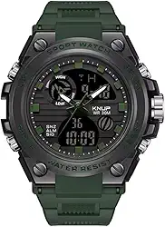 Relógio de Pulso Digital e Analógico Tático Estilo Militar Esportivo Sport Shock Tatico Prova D'água Com LED I Relógio Resistente Tático para Homens Esportivo à Prova D'água com Mostrador Analógico Digital e com Luz Led Noturna com Cronômetro Data e Função de Alarme Verde Militar Musgo