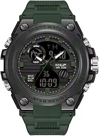 Relógio de Pulso Digital e Analógico Tático Estilo Militar Esportivo Sport Shock Tatico Prova D'água Com LED I Relógio Resistente Tático para Homens Esportivo à Prova D'água com Mostrador Analógico Digital e com Luz Led Noturna com Cronômetro Data e Função de Alarme Verde Militar Musgo