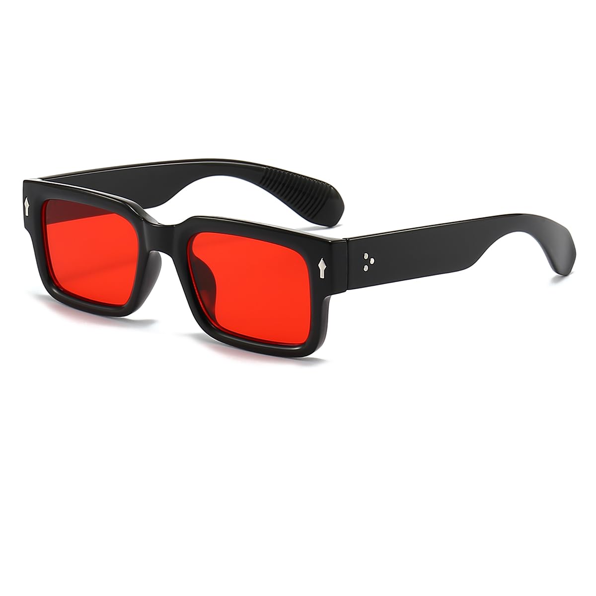 WHHJM Square Sunglasses for Women Men Vintage Thick Frame Rectangle Sun Glasses UV400 Protection Black Shades