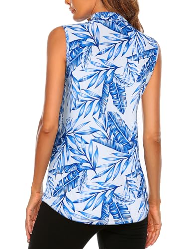 Image of Koscacy Women's Sleeveless Golf Tennis Polo Shirts Zip Up Dry Fit Workout Tank Tops Athletic Shirt