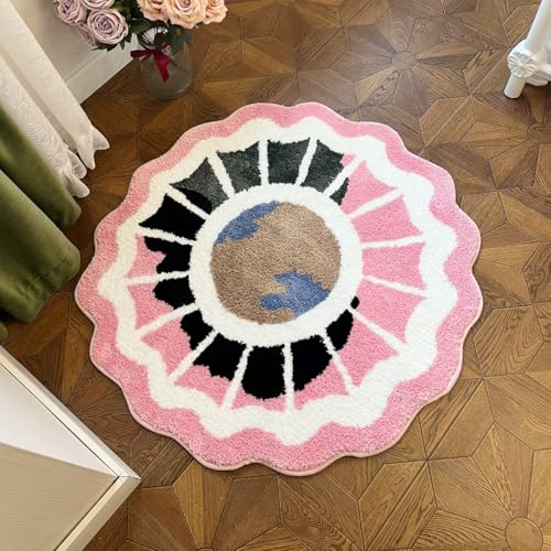 Tapete redondo tufted rosa LAKEA 35.4x35.4 pulg miniatura 2