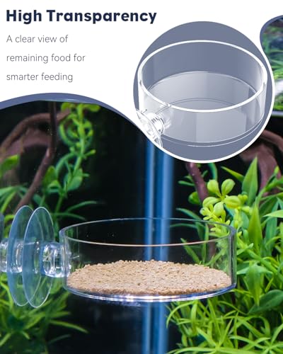 Pawfly Garnelenfutterschale mit Saugnapf, klare Acryl Aquarium Garnelenfutterschale, kleine runde Fischbecken Futterschale, Fischfutterschale für Süß- und Salzwasserbecken