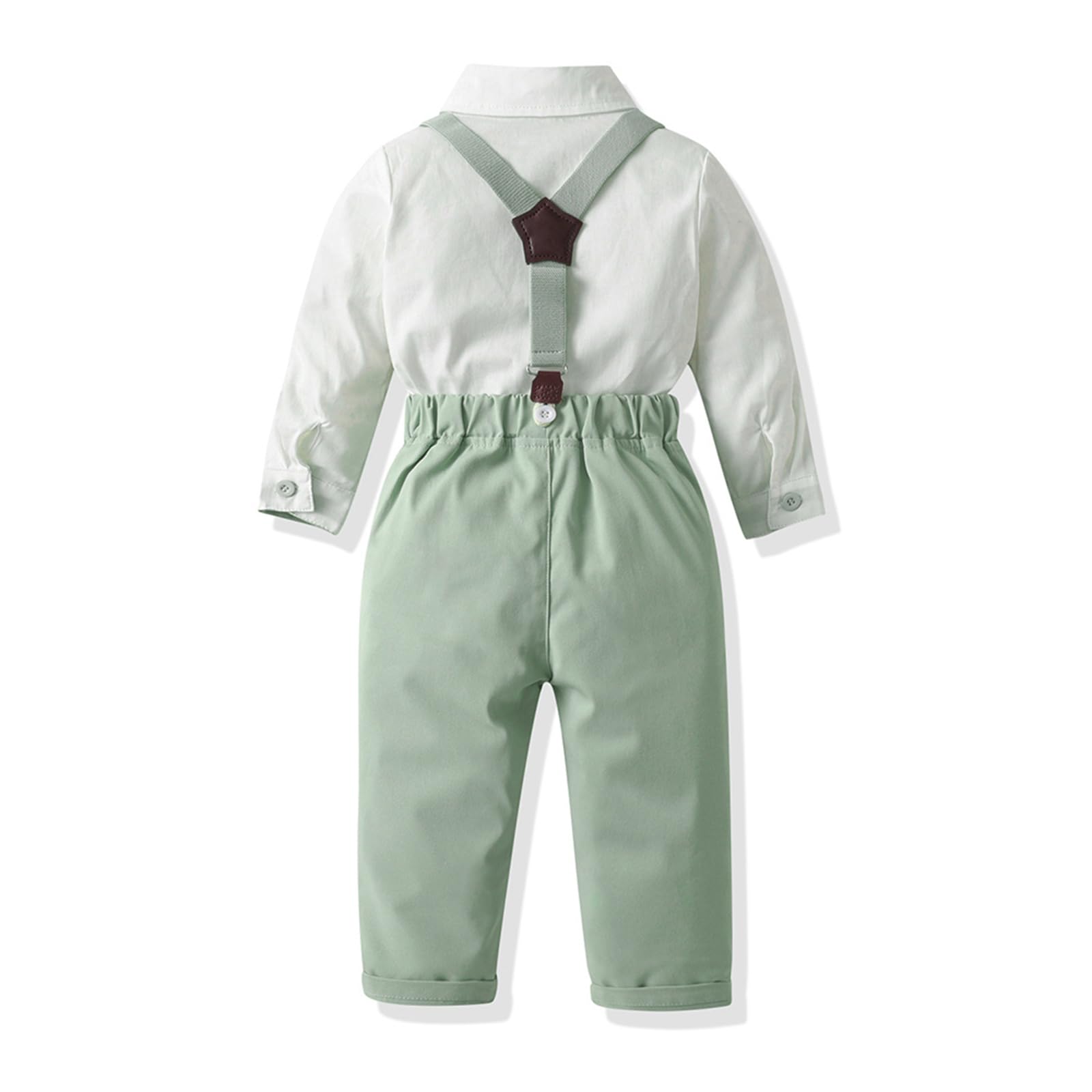 Formelles Anzug-Set für Kleinkinder Jungen Langarm-Shirt mit Fliege Strapshose Hochzeitskleid
