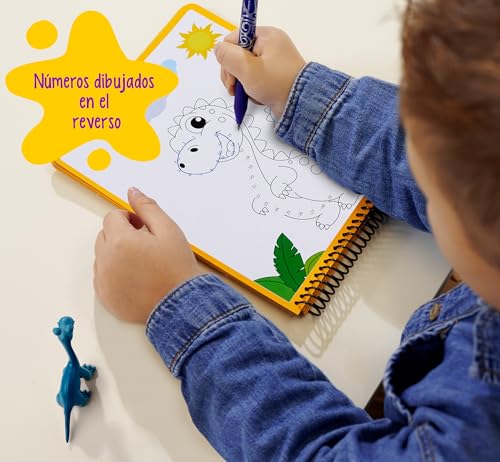 Simba 106334633 Art & Fun Wasser-Malbuch Dinos inkl. Dinosaurier-Figur - Malen mit dem Water Pen Wasserstift & 4 Dino-Motiven - Wasserzauber-Spielzeug für Kinder ab 3 Jahre