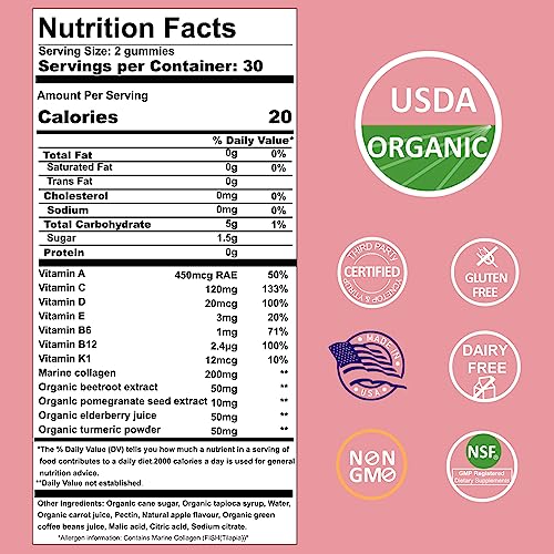 Multivitamin For Women, Multivitamin Gummies With 200Mg Collagen, Supplement With Vitamin A, C, D, E, B6, B12, K1, Support Immune And Overall Health, Best Gifts For Women, 60 Count #TOP1