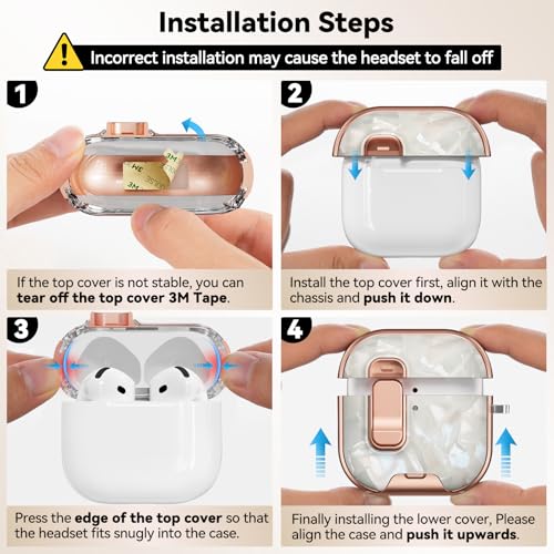Image of for AirPod 4 Case, with Safty Lock & Phone Stand for Floral AirPod 4 Generation Case Cover for Women Girly, iPod 4 Cases with Keychain & Cleaner Kit -Beige Luxury Pearl