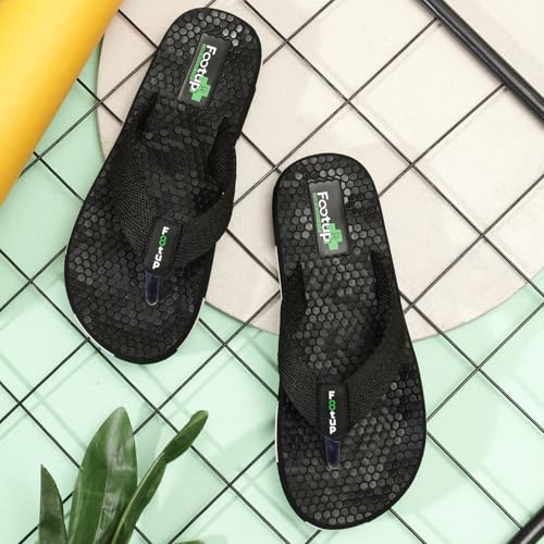 Image of Men's Orthopedic Comfort Flip Flops with Soft Fabric Straps | Cushioned Anti-Skid Footbed Slippers for Men | Lightweight Walking Flip Flops for Home, Outdoor, Indoor Use