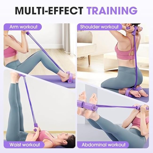 21 Fitness Resistance Bands-4 Tube Pedal Ankle Puller, 2025 Upgrade Stretching Bands for Arm and Leg Workouts, Pedal Resistance Band Sit up Exercise Equipment for Home Workout & Training