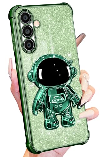 Buleens Funda para Samsung Galaxy S24 Plus para Mujeres y niñas, Bonita Funda de teléfono con Purpurina de Astronauta con Soporte Oculto de Astronauta 6D, diseño Brillante para S24 Plus de 6.7