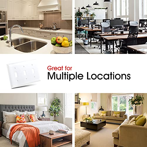 Power Gear Triple Wall Plate Cover, 3 Gang, Light Switch Cover, 6.5” X 4.5”, Outlet Covers, Screws Included, White, 50166 #TOP4