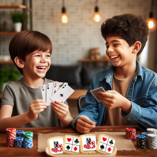 Image of Poker Themed Cookies Casino Game Night Club Dice Treats | 24 Pack Bulk | Individually Wrapped | Cards Ace Spade Snacks Cookie