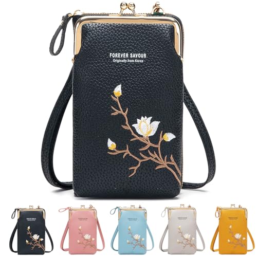 Women Sling Cross-Body Wallet with Mobile Cell Phone Holder, Cell Phone Purse RFID Blocking Wallet Purses for Travel - Main Image
