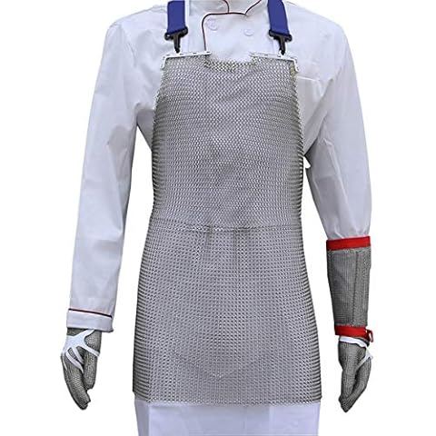 CPTDCL Stainless Steel Chain Mail Cut Resistant Apron Safety Work Knife Proof Butcher Apron Adjustable Shoulder Strap (Small Cover