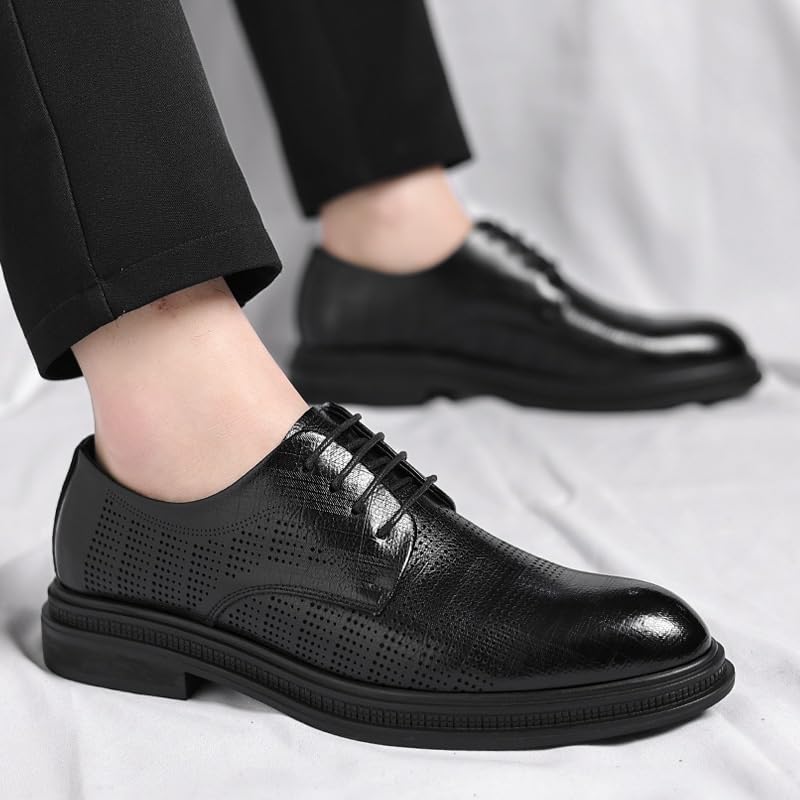 Men's Pointed Toe Dress Shoes Modern Leather Business Casual Scale Pattern Comfort Oxfords Shoes Breathable Leather Wingtip Brogue Oxfords4