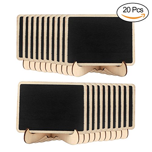 AerWo - 20 minitarjetas de pizarra con soporte para pizarras de madera, para bodas, fiestas de cumpleaños, números de mesa y comederos
