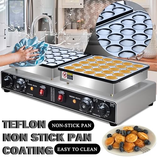 1900W Electric Mini Pancake Maker, 50PCS Commercial Mini Dutch Pancake Maker,1.8 Inches Dutch Poffertjes Grill,Non stick,Non stick,For Home Kitchen Restaurant Snack Dessert.