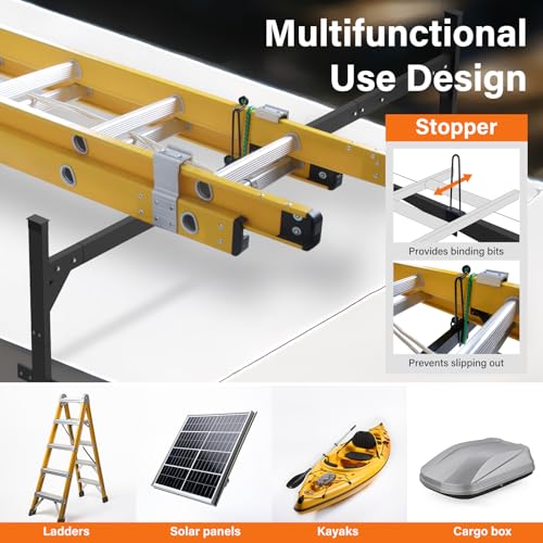 image for SMOQIO Trailer Ladder Rack Aluminium - 5.77'-8.65' Adjustable with Lad