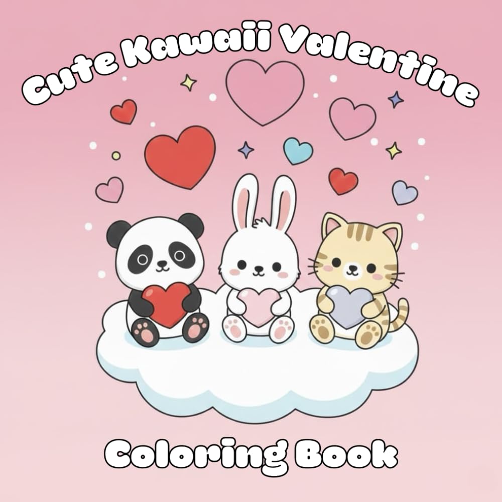 Cute Kawaii Valentine: Coloring Book