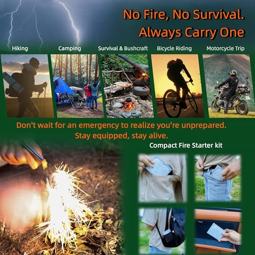 Survival Fire Starter Kit - Ferro Rod & Magnesium Fire Starter Compact Stove with Flint and Steel to Firestarter Fireplace Pit for Outdoor Camping Bushcraft Hiking Emergency Gadgets - Image 3