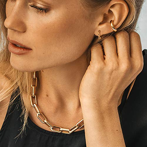 FETTERO Gold Huggie Hoop Earrings for Women Gold Plated Dainty Hypoallergenic Earrings Twist Link Hoops Simple Minimalist Earring Jewelry for Women3