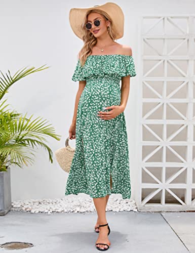 Image of Maternity Dress Women's Off Shoulder Split A Line Casual Maxi Dress Photography Dress for Babyshower