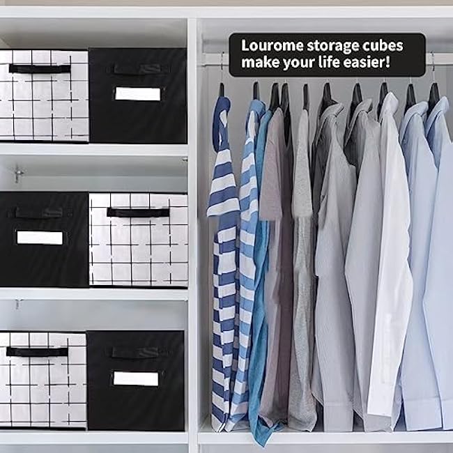 Storage Cubes. B&W Check Storage Cube Set, 6x 13inch Cube Storage Bins. Cubby Storage Bins for Cube Shelf Organizer, Closet Storage Basket and Room Organization. Collapsible Storage Bin Boxes (13X13X13 Inch)