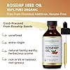 Rosehip-Oil-USDA-Certified-Organic-100-Pure-Cold-Pressed-Unrefined-Carrier-Oil-for-Men-Women-4oz-Natural-Anti-Aging-Moisturizer-for-Face-Hair-Skin-Nails-Non-GMO Rosehip Oil - 100% Pure Organic Certified, Cold Pressed & Unrefined Carrier Oil For Face, Hair & Skin, Great For Fine Lines, Wrinkles & Facial Oil (4 Oz)