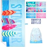 LEcylankEr Grande Serviette de Plage 180 x 90cm, Serviette Microfibre, Drap de Plage Anti Sable Sechage Rapide pour Plage/Piscine/Chaises de Plage (Summer Planche à roulettes)