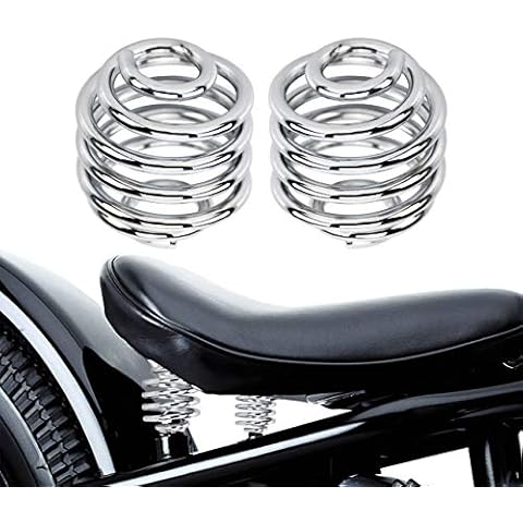 HDBUBALUS Motorcycle Solo Seat Springs Mounting 2 Inch Spring Bracket Hardware Mount Kit Fit for Harley Sportster Softail XL 883 1200 Dyna Fatboy Bobber Chrome 1 Pair Cover