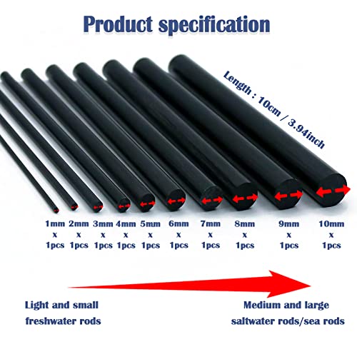 fishing rod repair kit complete with epoxy10pcs carbon fiber sticks pole building kit ab glue wrapping thread for saltwater freshwater spinning casting rod