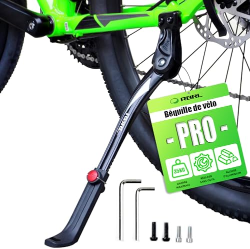 RBRL Béquille de vélo avec trou de 18 mm, support réglable pour vélo de montagne et de route, diamètre de roue de 61 à 73,7 cm