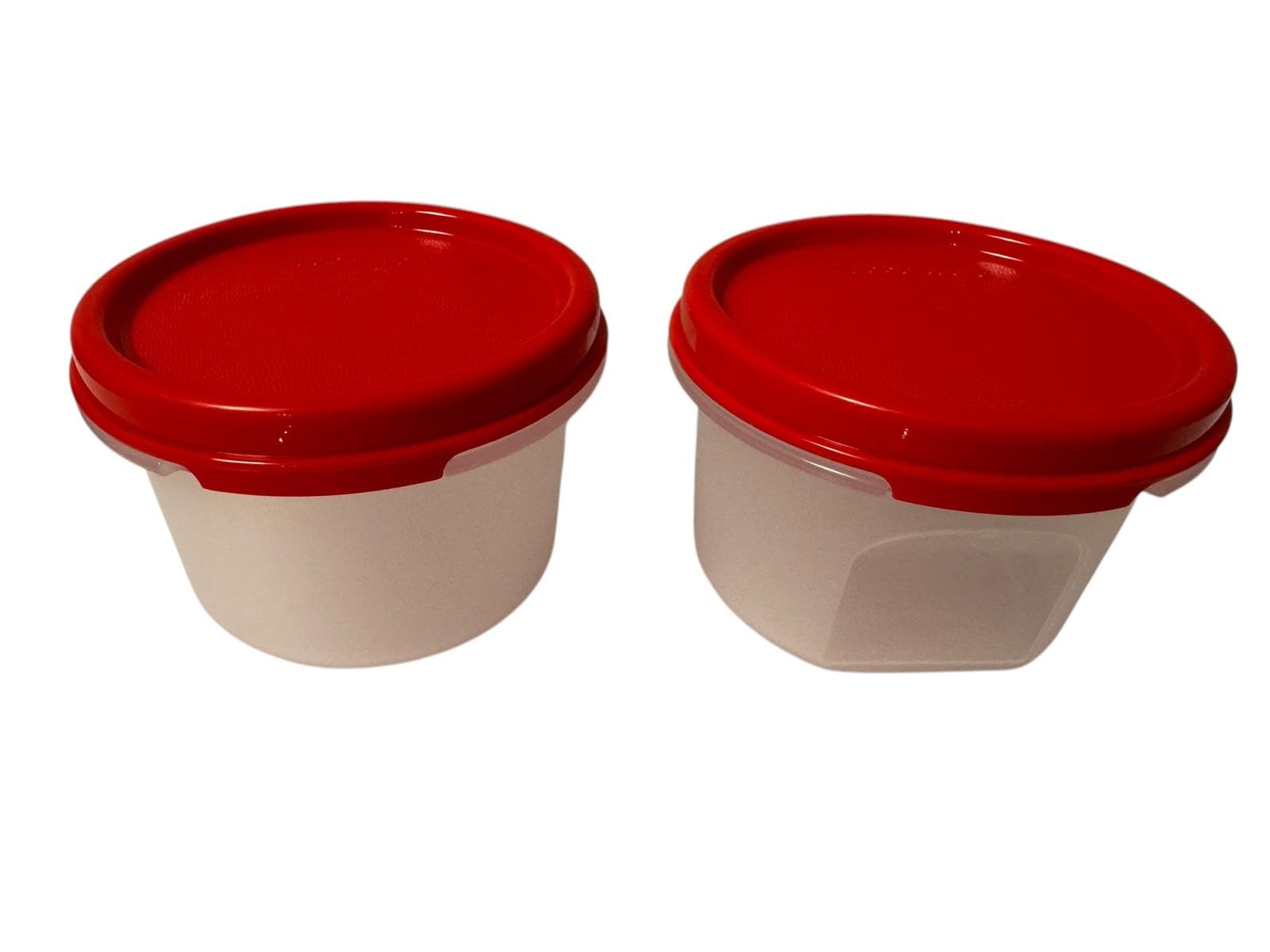 Tupperware Tpperware Smidgets - Mini contenitori da 200 ml, colore: rosso trasparente con coperchio, a prova di perdite, 2000 ml, 2 pezzi, 2 pezzi