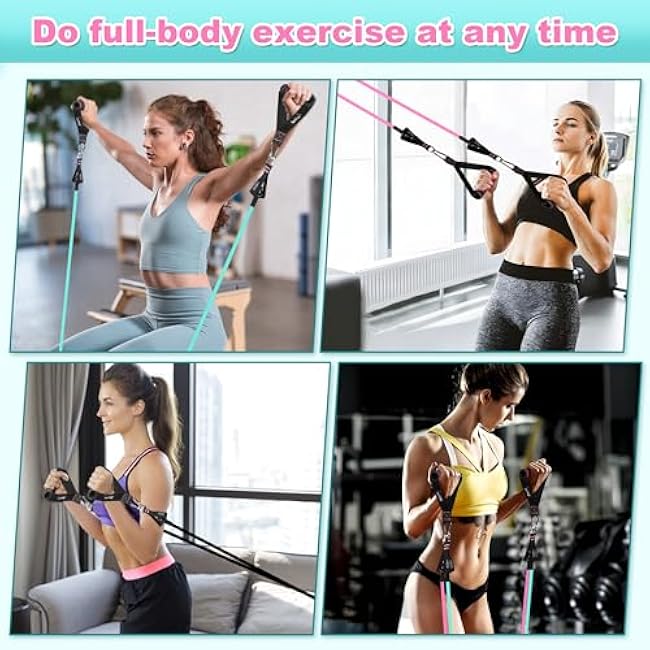 Resistance Band Set. Exercise Bands with Handles, Door Anchor and Ankle Strap. Home Gym, Supports Full-Body Workouts - with Training Guide and Fitness Video