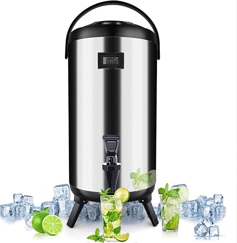 Miniatura 1 de Dispensador de bebidas aislado. Acero inoxidable, 12L3.2 galones. Para bebidas frías y calientes. Espiga incluida. Ideal para té, café, leche, agua,