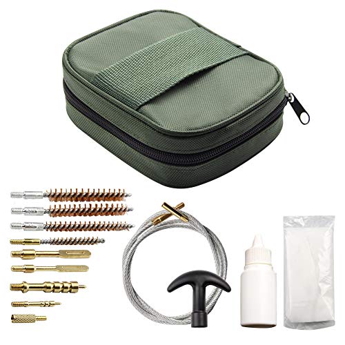 KnightTec Juego de Limpieza de Pistola Universal con Cepillo de latón de Bronce, Varilla Flexible, Punta ranurada, Bolsa portátil para Pistola, Rifle, Escopeta Cover