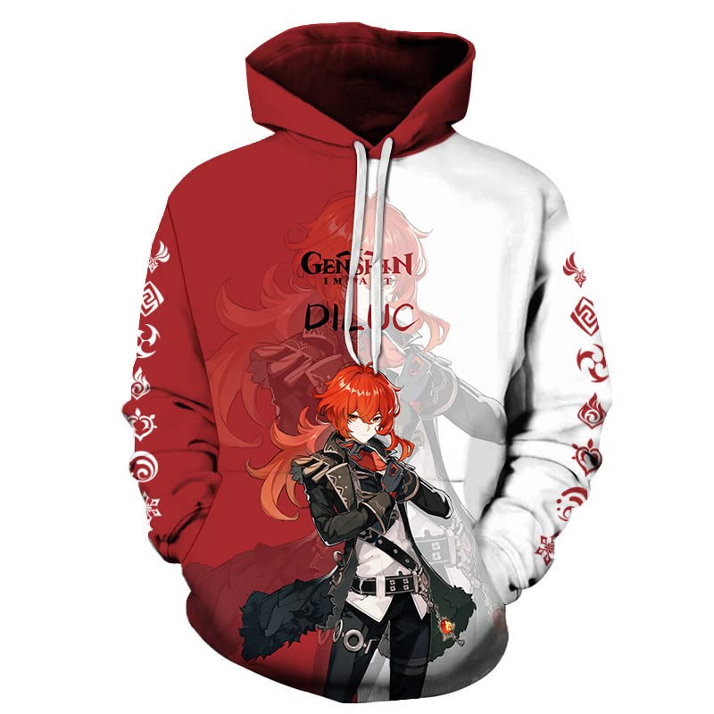 Cosplay Life Genshin Impact Anime Pullover Hoodie - Halloween Unisex Adult Manga Sweater Merch Kangaroo Pockets