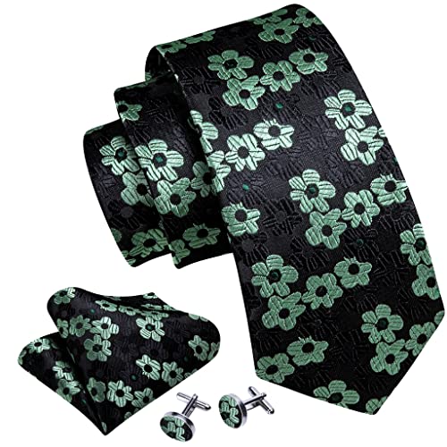 Set de corbata para hombre con paisley dorado y negro