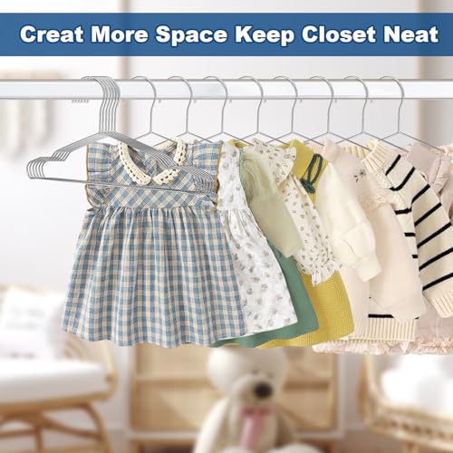 Lifhap Kids Hangers,12.4 Inches Stainless Steel Heavy Duty Baby Clothing Hangers 20 Pack,Space-Saving Non-Slip Metal Wire Hangers For Kids,Baby,Toddler,Children Clothes thumb #5