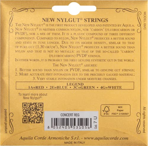 Aquila 7U Aquila Konzert-Ukulele-Satz 7U, New Nylgut, Standard-Stimmung, Key of C, GCEA, Saitenlänge 76 cm