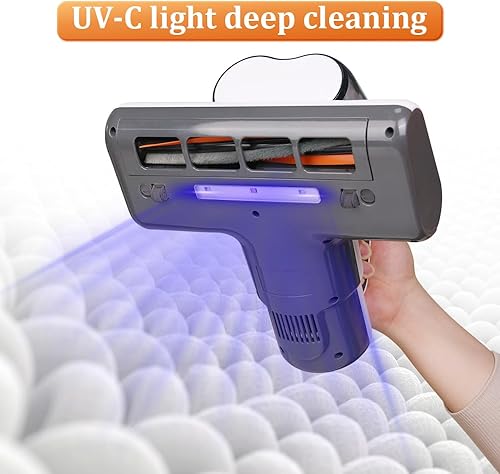 Miniatura 7 de Laymi Aspirador de colchón con luz UV-C, potente aspiradora de cama de mano de 450 W con cepillo de rodillo de alta velocidad, filtro HEPA