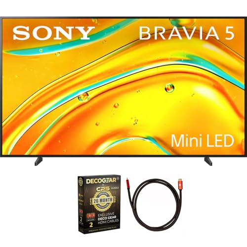 Sony K98XR50 BRAVIA 5 98 inch Class Mini LED 4K HDR Google TV 2025 (Renewed) Bundle with Deco Gear 6FT HDMI 2.0 Cable and CPS Exclusive 26 Month Protection Pack (BEACH-CPS-26M6500)