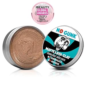 NO GUNK 100% Natural Hair Styling Clay For Men – Strong Hold – Matte Finish – Natural & Organic Ingredients – Matte Lava…