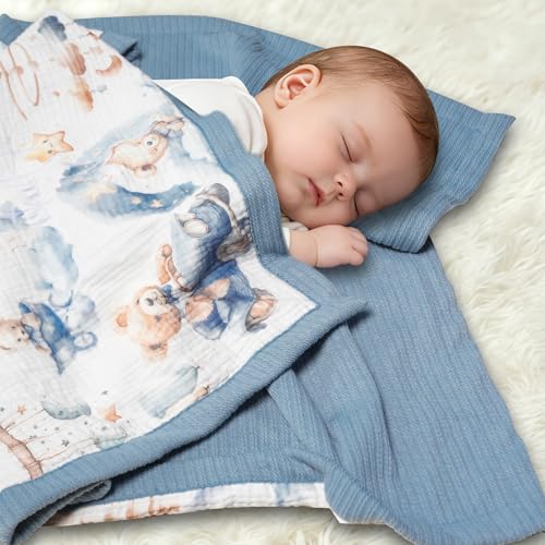 Image of Personalized Baby Blanket with Name - Custom Knit Blanket, 27x40in Embroidered Nursery Blanket for Girls & Boys - Customized Baby Blanket, Soft Newborn Gift & Custom Baby Gift (Baby Blue)