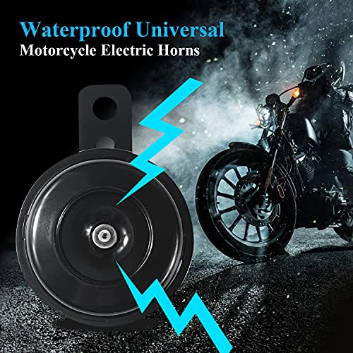 12V Motorcycle Horn, Electric Horns 110db Auto Horns Loud kit Waterproof Round Super Loud Horn Speakers Black - Image 3
