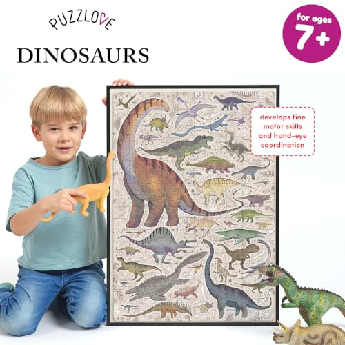 Puzzlove Dinosaurs 200 Teile Lernpuzzle für Kinder 7+, Bodenpuzzle Dinosaurier