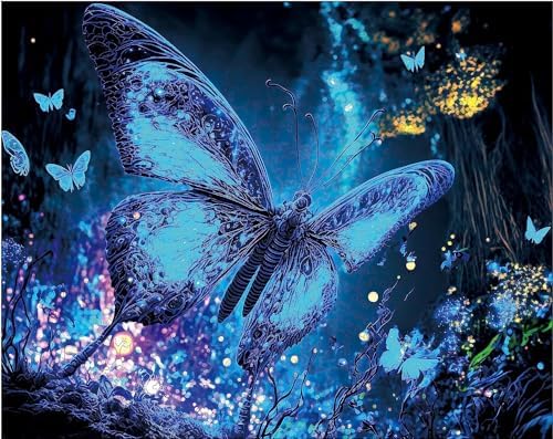 Wooden Puzzles, Fluorescent Butterfly Jigsaw Puzzles 500 Pieces, Unique Shaped Wooden Puzzle for Adults and Kids 9.5 x 12.1 Inch